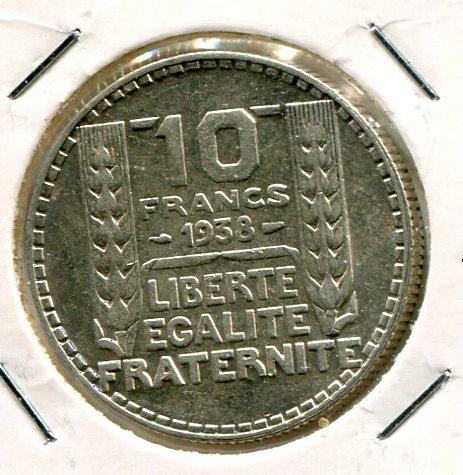 FRANCE 1938 10 FRANCS