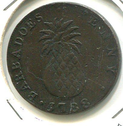 BARBADOS 1788 PINEAPPLE PENNY