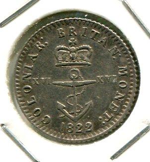 BR.WEST INDIES 1822 1/16th DOLLAR