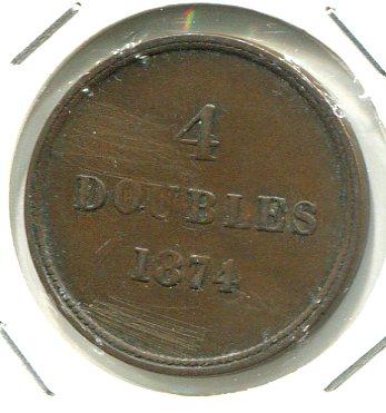 GUERNSEY 1874 4 DOUBLES