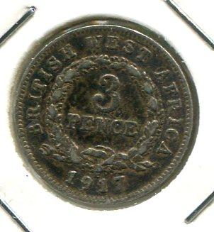 BR.WEST AFRICA 1917H THREEPENCE