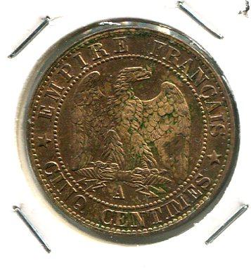 FRANCE 1865A 5 CENTS