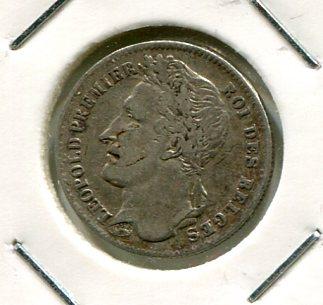 BELGIUM 1834 1/4 FRANC 'SCARCE'