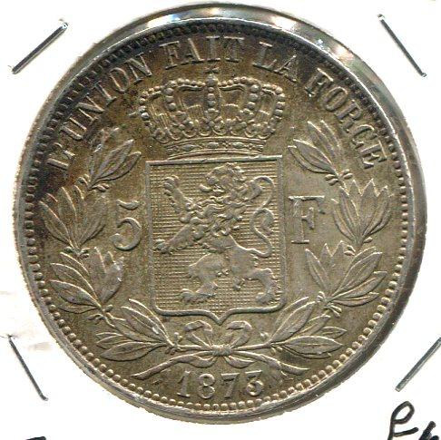 BELGIUM 1873 5 FRANCS