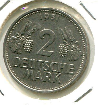 GERMANY 1951G 2 MARKS 'SCARCE'