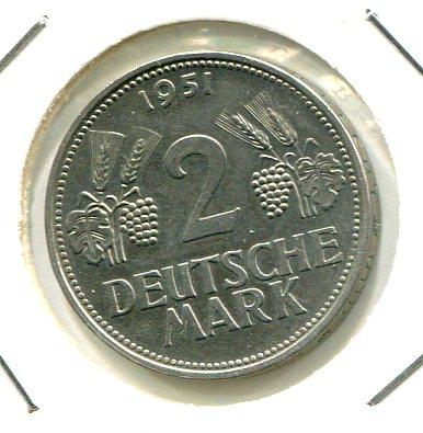 GERMANY 1951D 2 MARKS SCARCE (01)