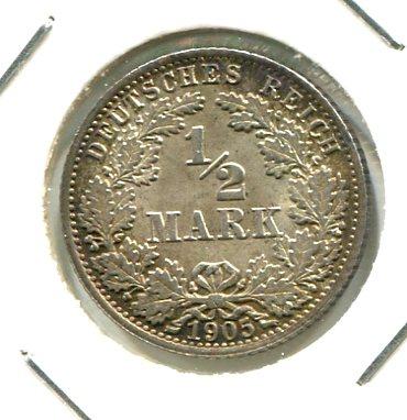 GERMANY 1905A 1/2 MARK