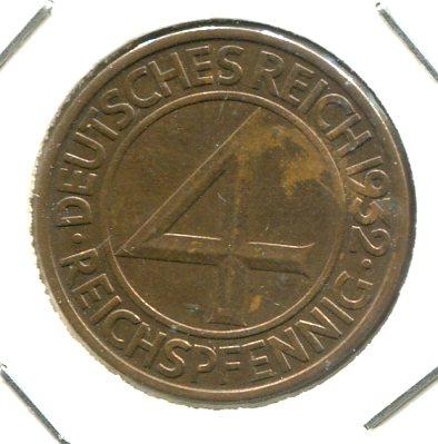 GERMANY 1932A 4 PFENNIG