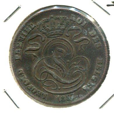 BELGIUM 1857 5 CENTS