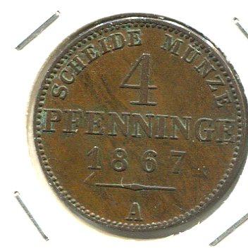 GERMANY 1867A 4 PFENNIG