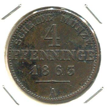 GERMANY 1863A 4 PFENNIG