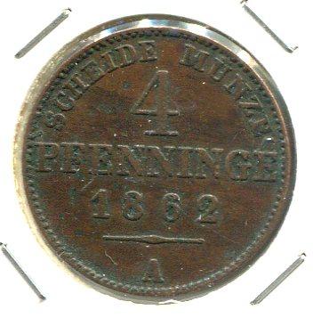 GERMANY 1862A 4 PFENNIG