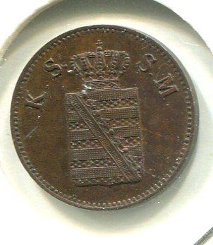 GERMANY SAXONY 1843G 1 PFENNIG