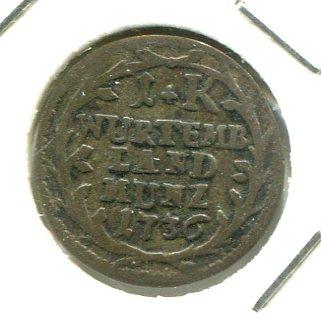 GERMANY 1736 KREUZER WURTTEMBURG 'SCARCE'