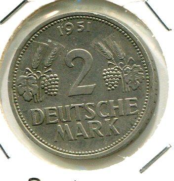 GERMANY 1951F 2 MARKS SCARCE (01)