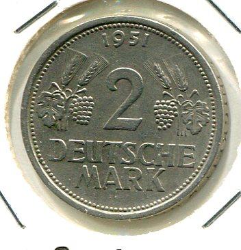 GERMANY 1951J 2 MARKS SCARCE (01)