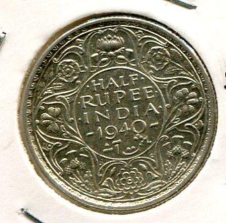 INDIA BR. 1940 1/2 RUPEE (02)