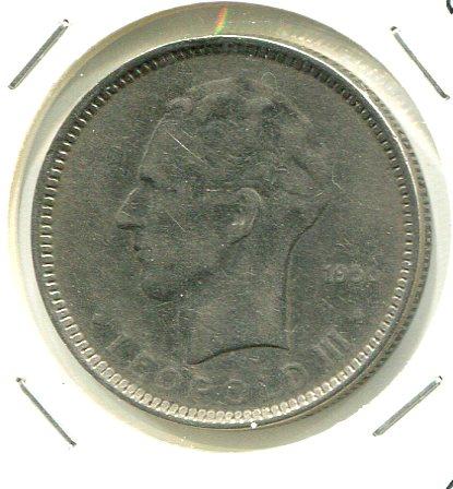 BELGIUM 1936 VL 5 FRANCS