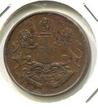 INDIA 1833 1/4 ANNA SCARCE