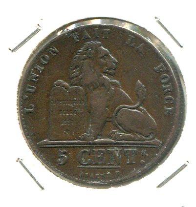 BELGIUM 1852 5 CENTS