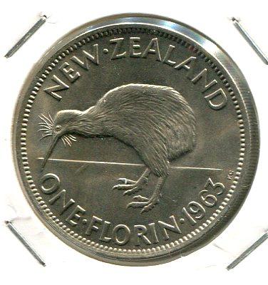 NEW ZEALAND 1963 FLORIN (010)