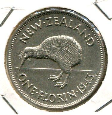 NEW ZEALAND 1943 FLORIN