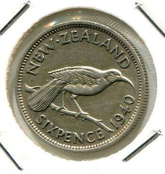 NEW ZEALAND 1940 SIXPENCE