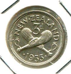 NEW ZEALAND 1933 THREEPENCE