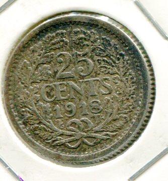 NETHERLANDS 1918 25 CENTS (03)