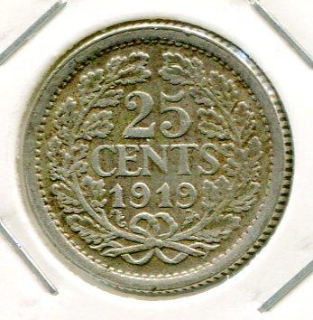 NETHERLANDS 1919 25 CENTS (02)