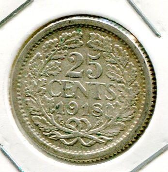 NETHERLANDS 1918 25 CENTS (04)