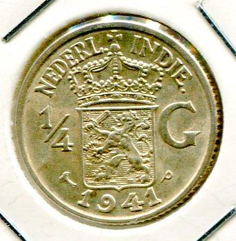 NETHERLAND INDIES 1941P 1/4 GULDEN