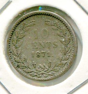 NETHERLANDS 1871 10 CENTS