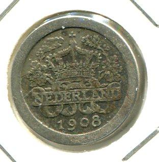 NETHERLANDS 1908 5 CENTS