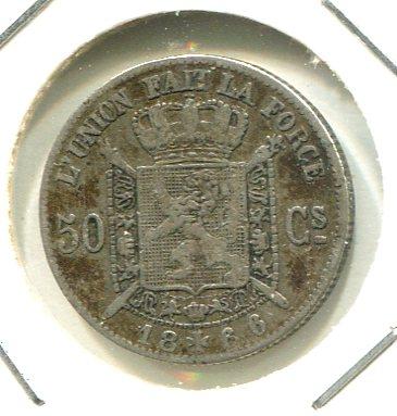 BELGIUM 1866 FR 50 CENTS