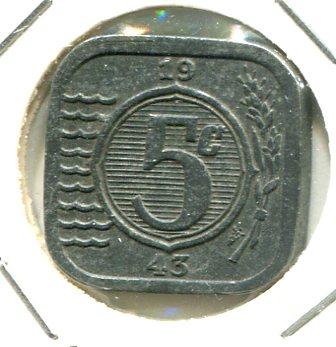 NETHERLANDS 1943 5 CENTS SCARCE (04)