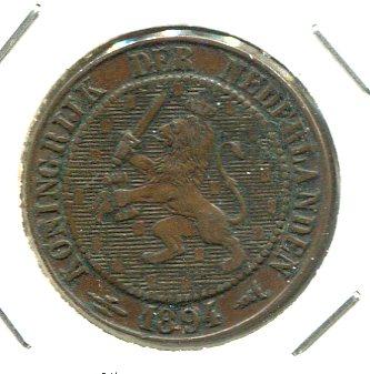 NETHERLANDS 1894 2 1/2 CENTS RARE