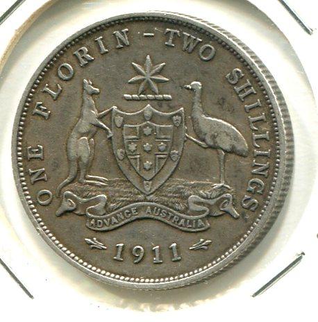 AUSTRALIA 1911 FLORIN 'RARE'