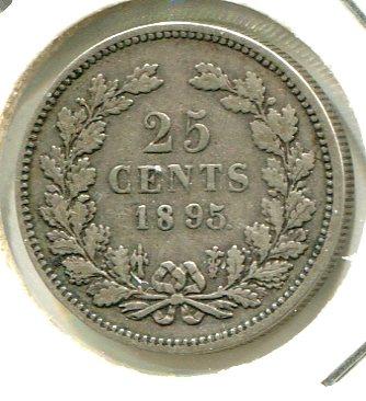 NETHERLANDS 1895 25 CENTS