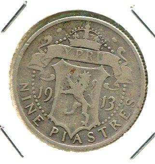 CYPRUS 1913 9 PIASTRES 'RARE' (02)