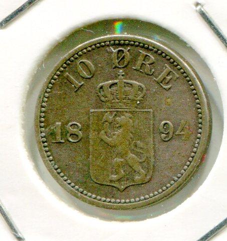 NORWAY 1894 10 ORE (04)