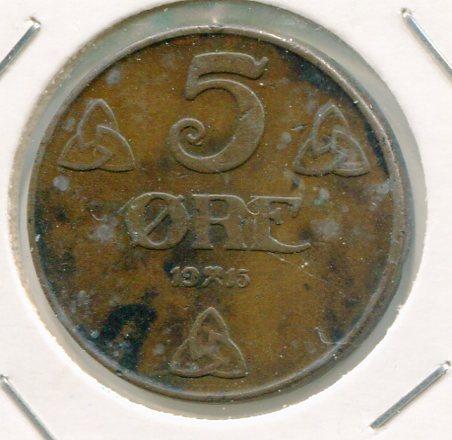 NORWAY 1915 5 ORE SCARCE