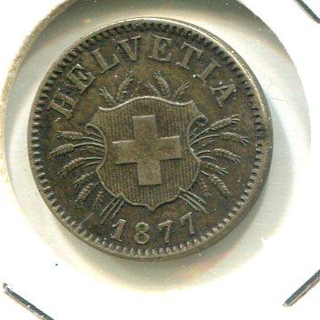 SWISS 1877 5 RAPPEN 'SCARCE' (02)