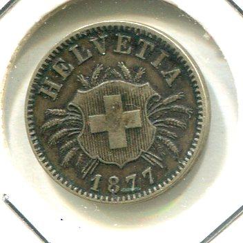 SWISS 1877 5 RAPPEN 'SCARCE'  (01)