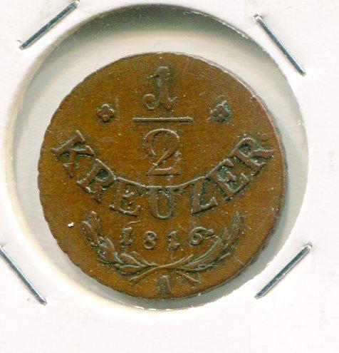 AUSTRIA 1816A 1/2 KREUZER