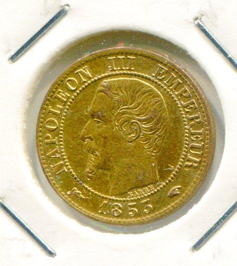 FRANCE 1853A GILDED CENTIME