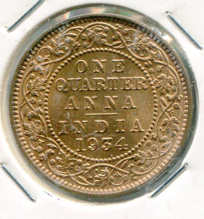 INDIA BR.1934 1/4 ANNA