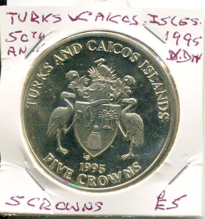 TURKS & CAICOS 1995 5 CROWNS