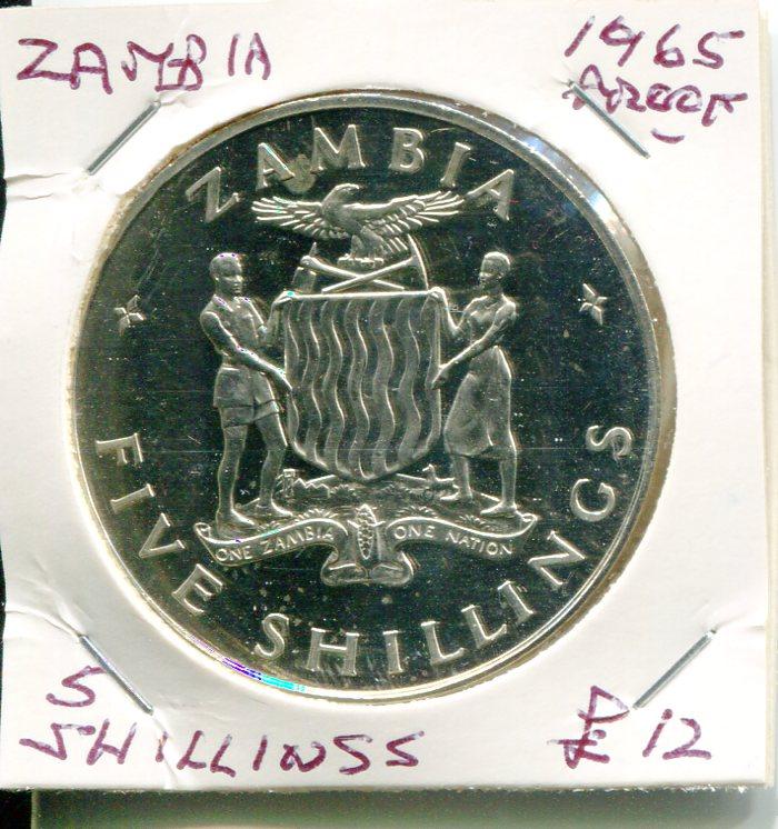 ZAMBIA 1965 PROOF 5 SHILLINGS