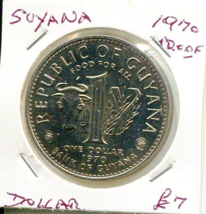 GUYANA 1970 PROOF DOLLAR